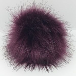 NWT- Faux Fox Fur Pom w/ Snap for Hats, Plum